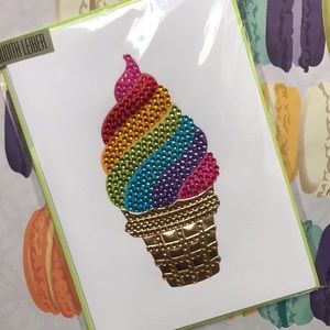 Judith Leiber Papyrus Bejeweled Gem Ice Cream Cone Birthday Card NWT